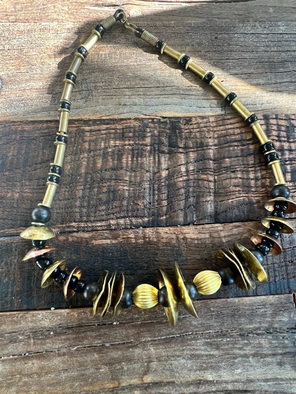 Vintage-Inspired Gold and Black Beaded Necklace - Women Jewelry